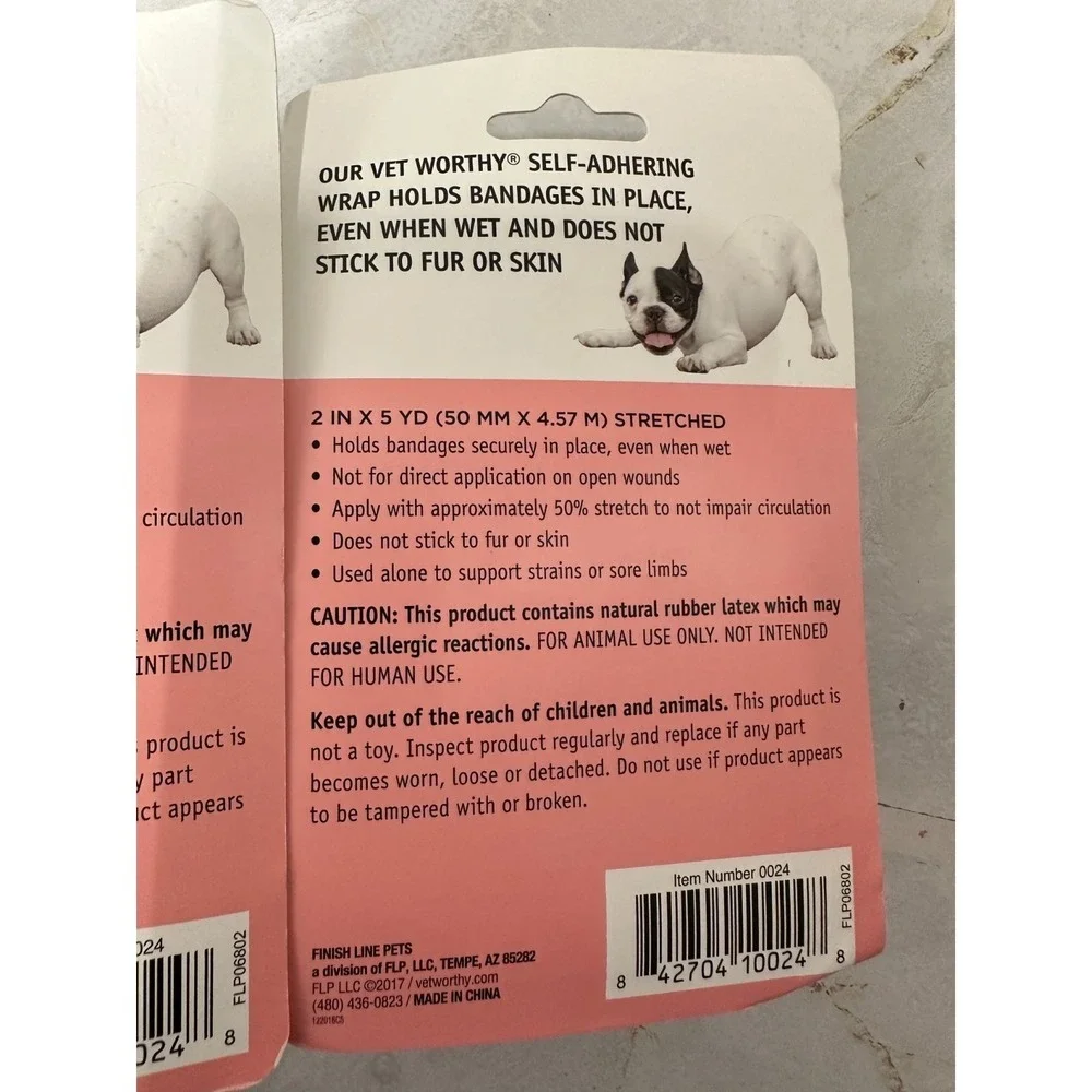 2pc Vet Worthy Self Adhering Wrap for Dogs Self Adhesive Bandage Wrap for Wounds